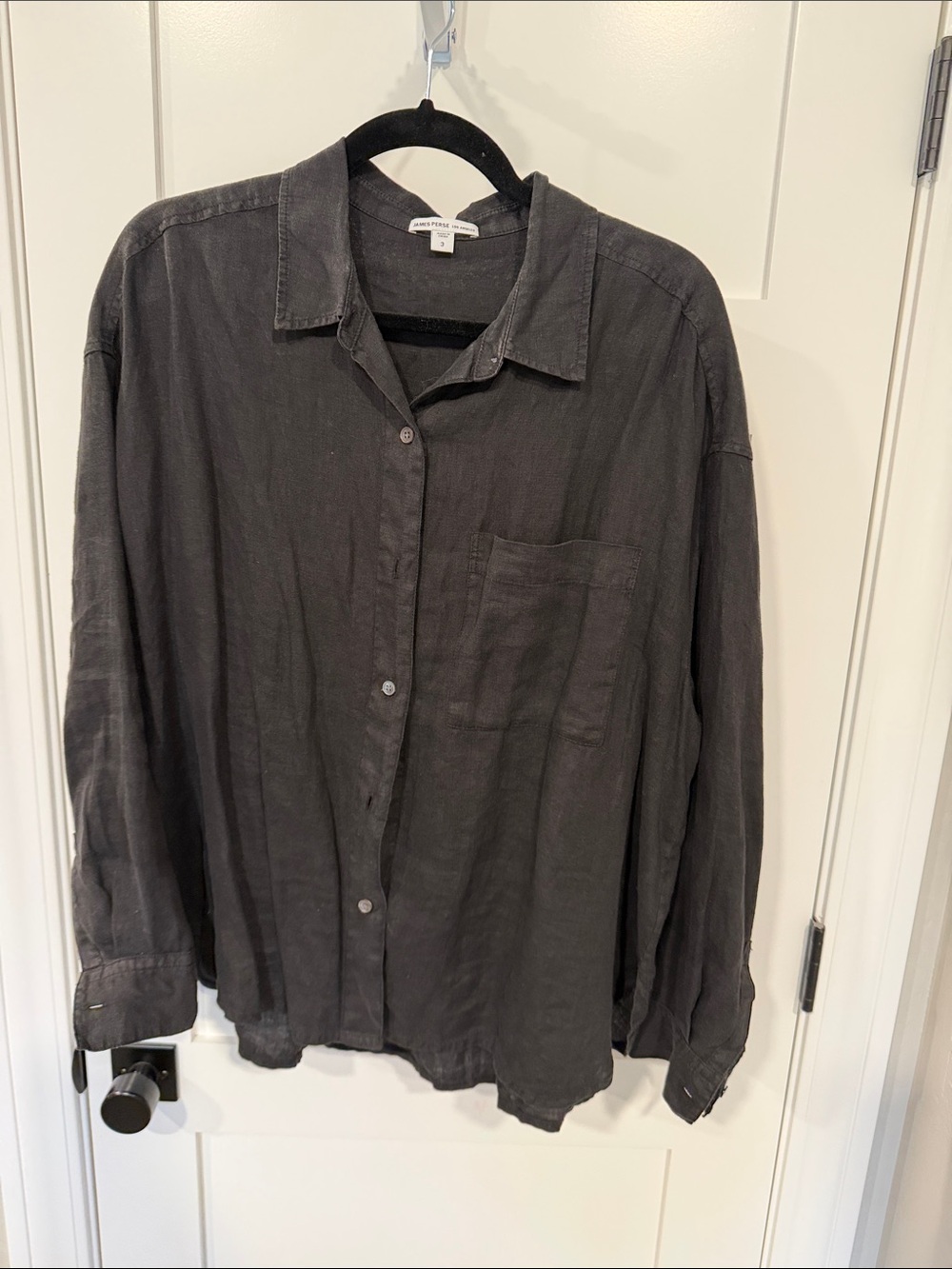 James Perse linen Washed black Button-Down Shirt